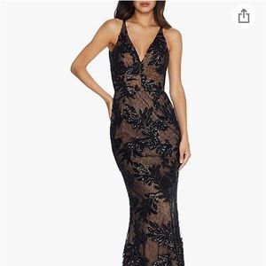 Size Small Dress the Population, black with nude lining